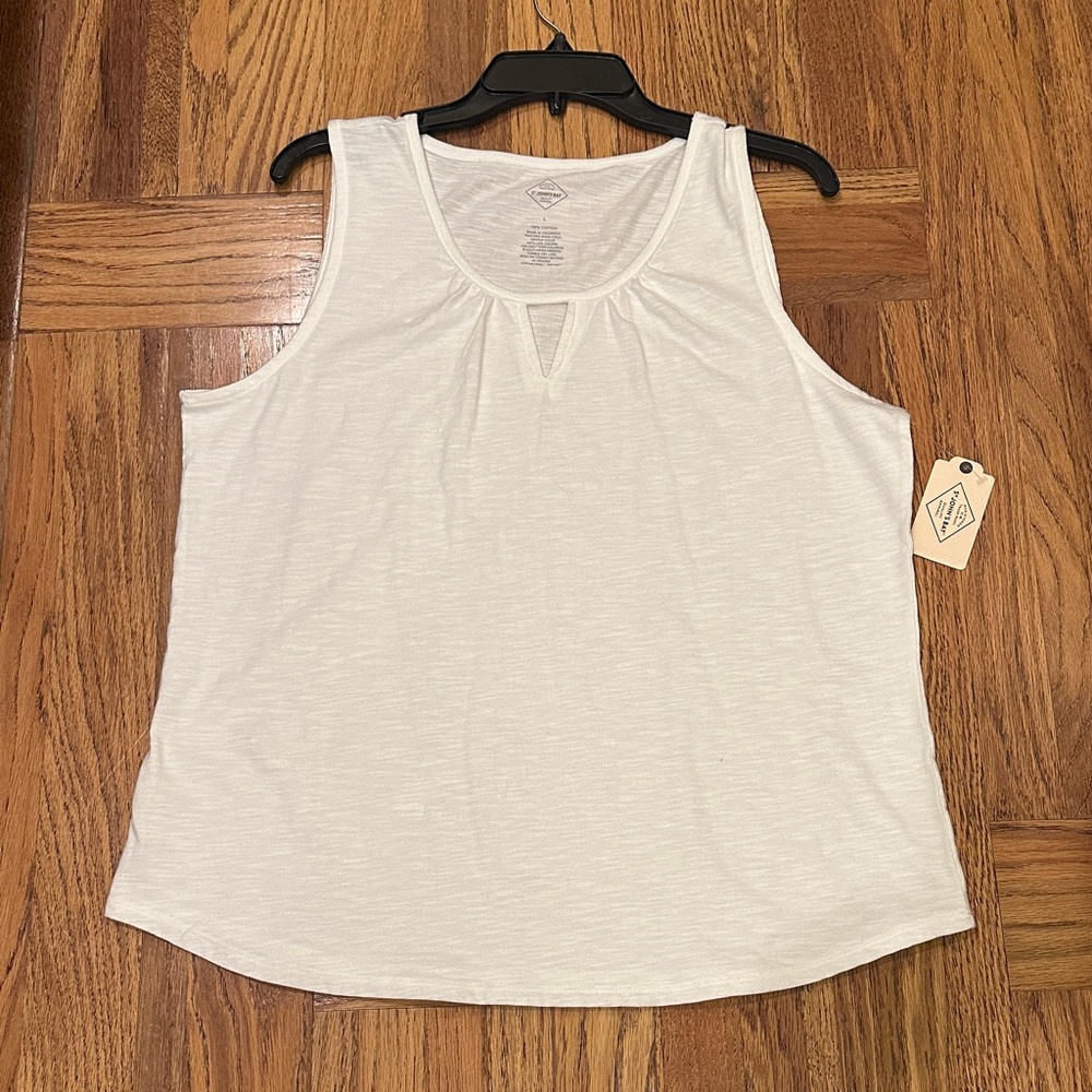 White Cotton Beachy Summer Boho Oversized Flowy Tank Top Size Large